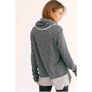 Free People Beach Cocoon Cowl Tunic Top Sweatshirt Womens S Gray Lounge Yoga FPB